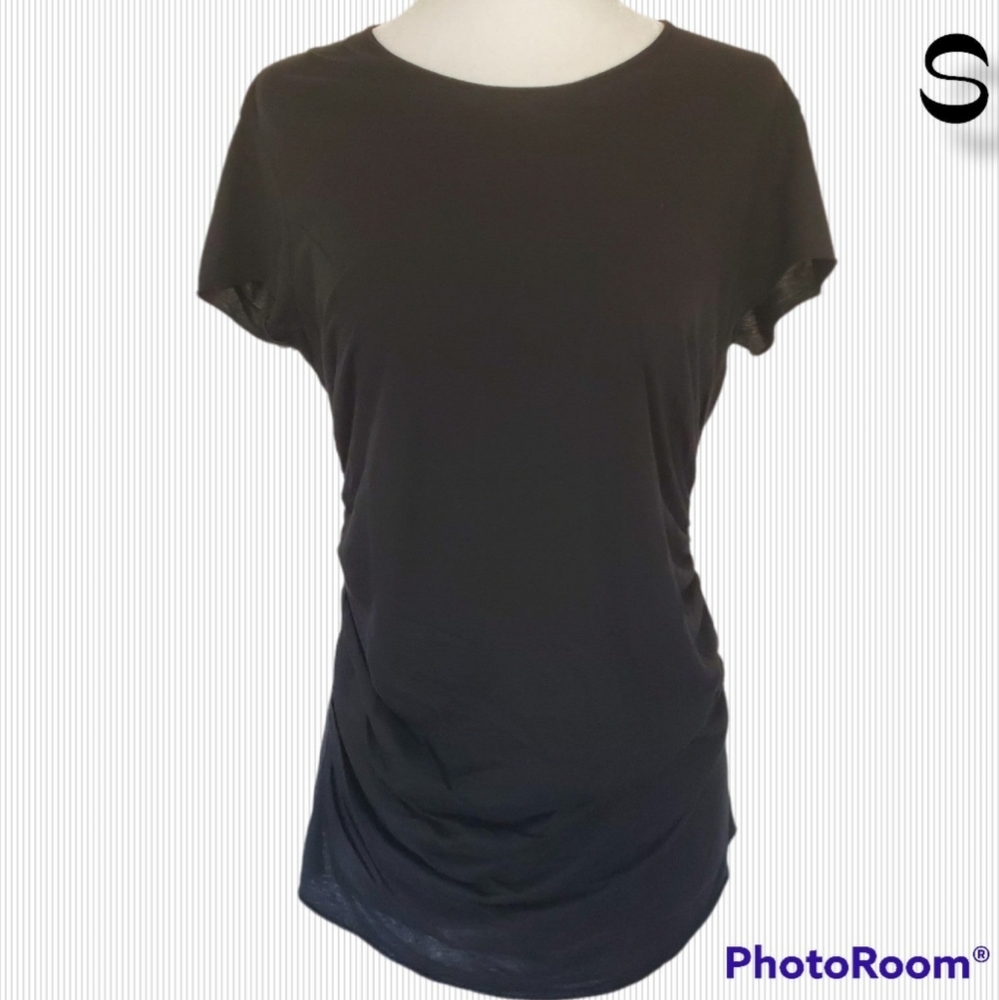 Beautiful People Maternity Rouched Black Blouse Shirt sz Small